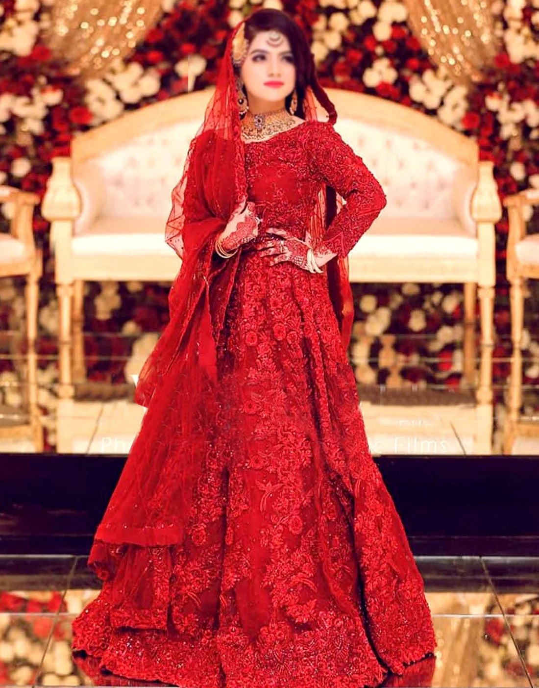 Heavy Embroidered Net Bridal Maxi Dress Design with 3D Handwork Design